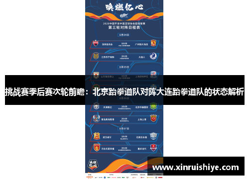 挑战赛季后赛次轮前瞻：北京跆拳道队对阵大连跆拳道队的状态解析